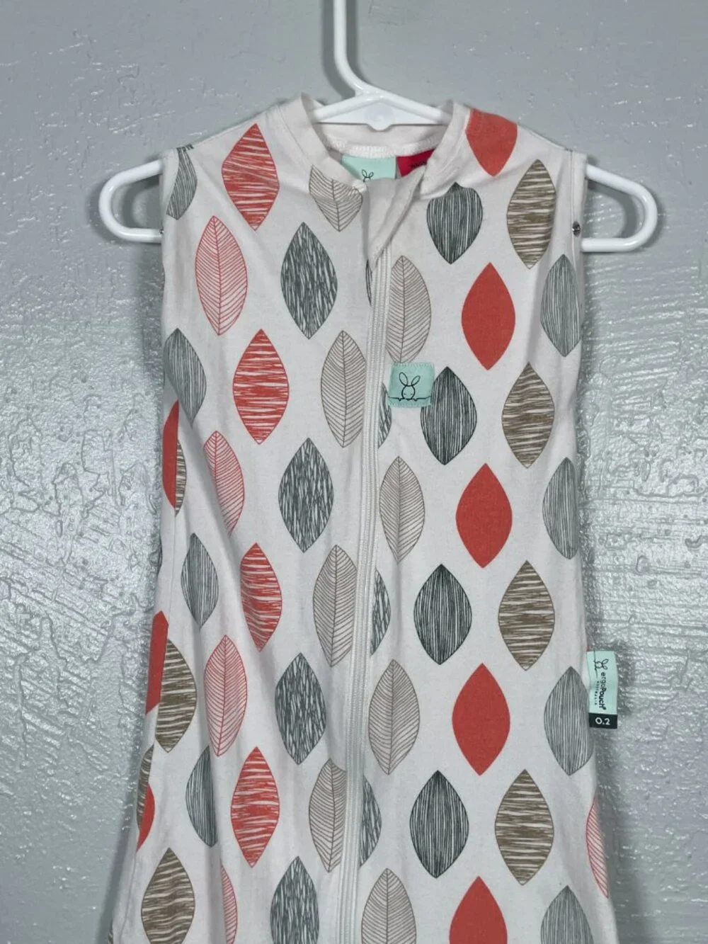 ergoPouch 3-12 Month Jersey Sleep Suit Sack 0.2 TOG Leaf Print Organic Cotton